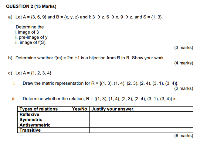 1 (5 Marks) a) Set A and B are defined as follows: