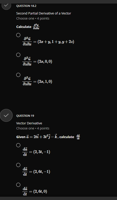 one . 4 points Which two vectors are parallel ? p =