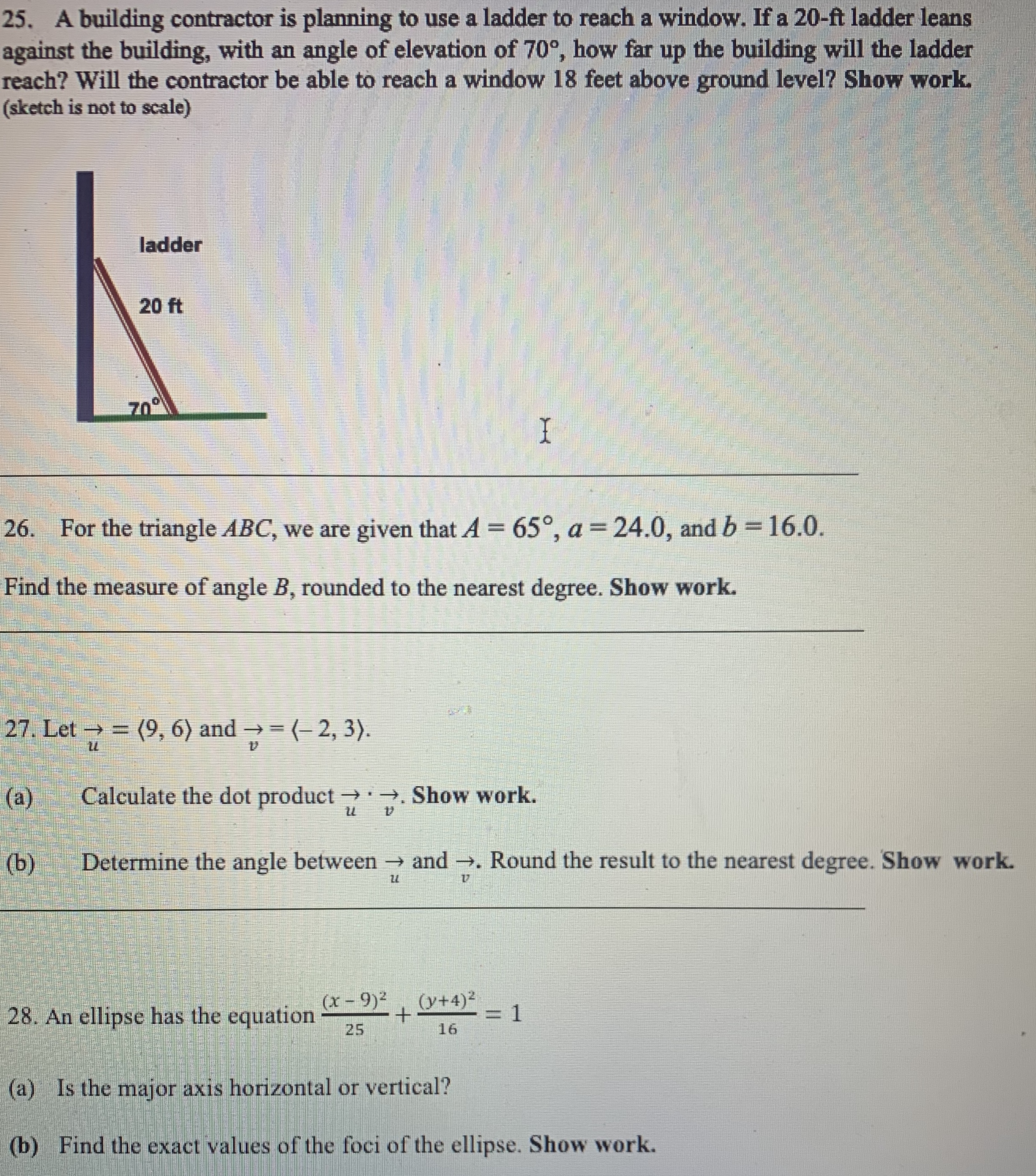 Please help me with these homework problems. Show all work so I