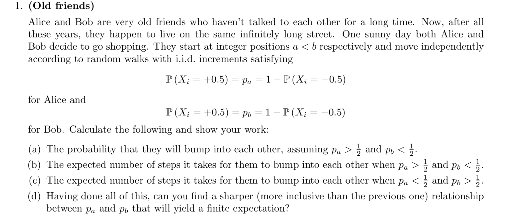 Hello, I need help with the attached question. I understand random walks