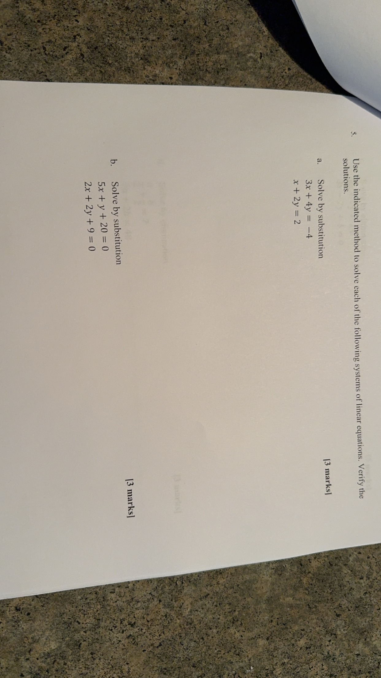 = -4x + 5 and 2x - 4y - 7 = 0.
