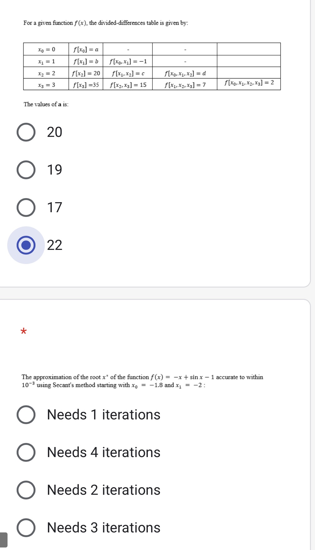 Course Name : numerical methods for scientists & engineers For a given