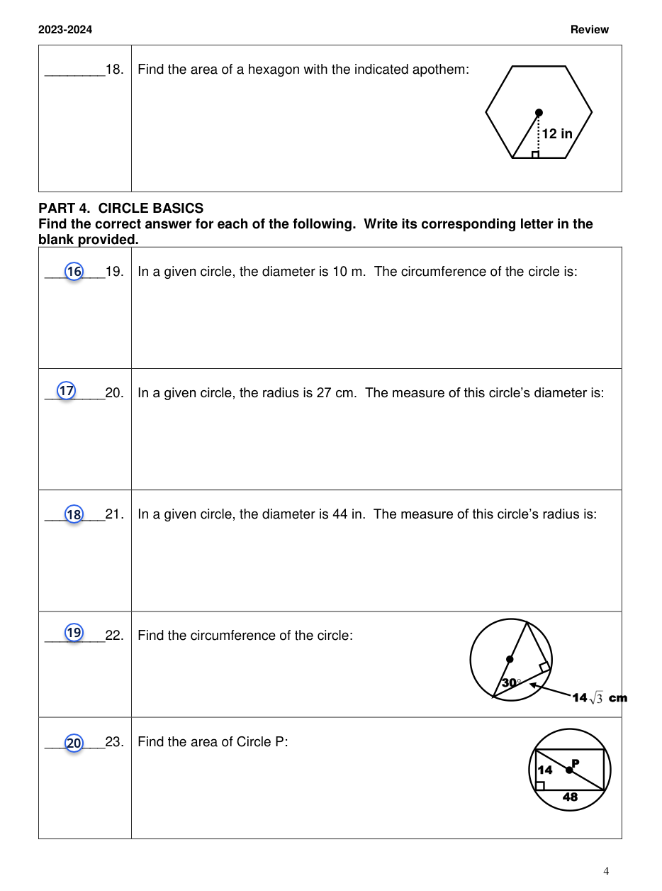 they be repeated. @ 1. Center Angle A. A polygon that is