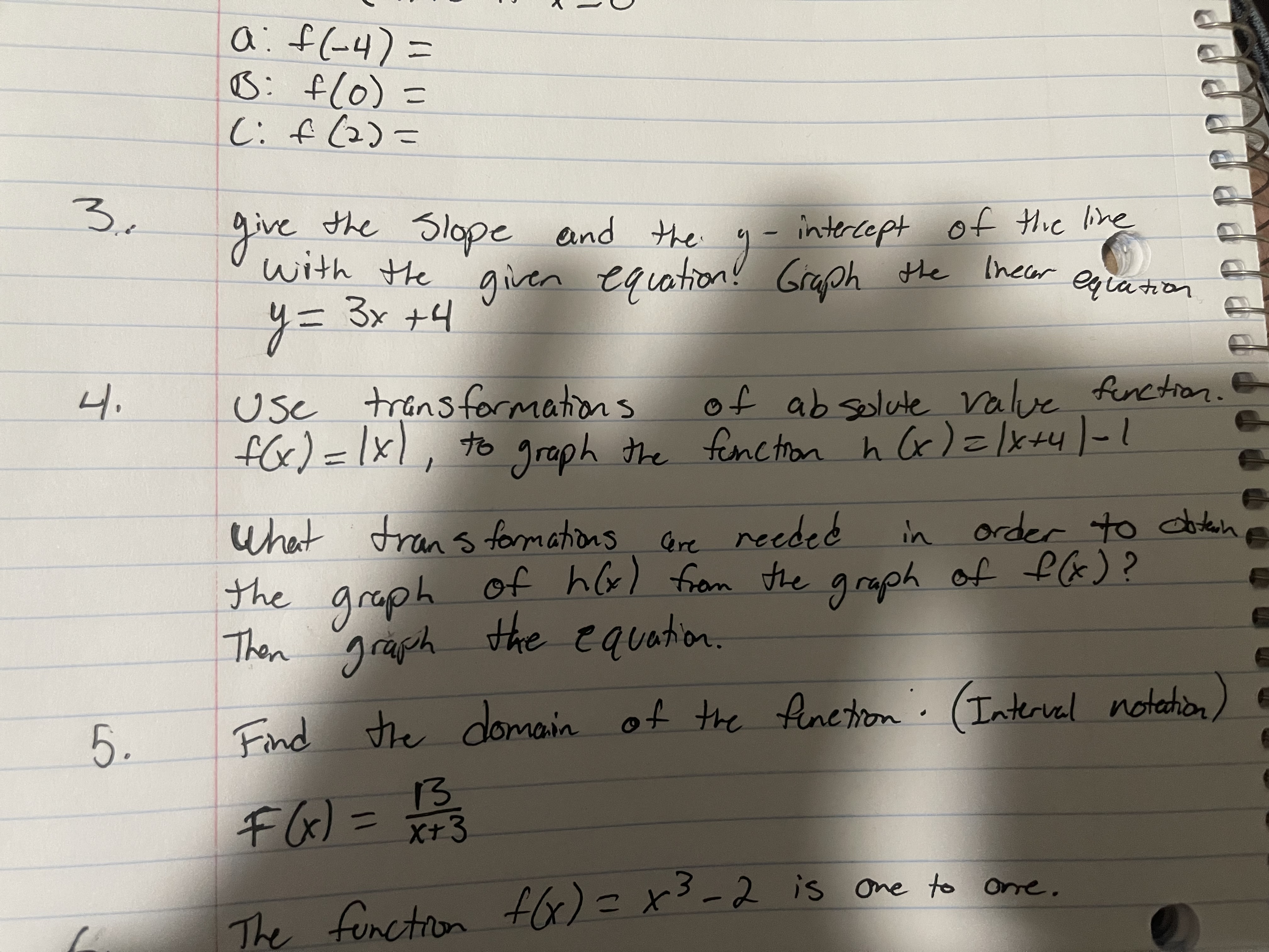  a: f ( - 4 ) = B: f (0 )