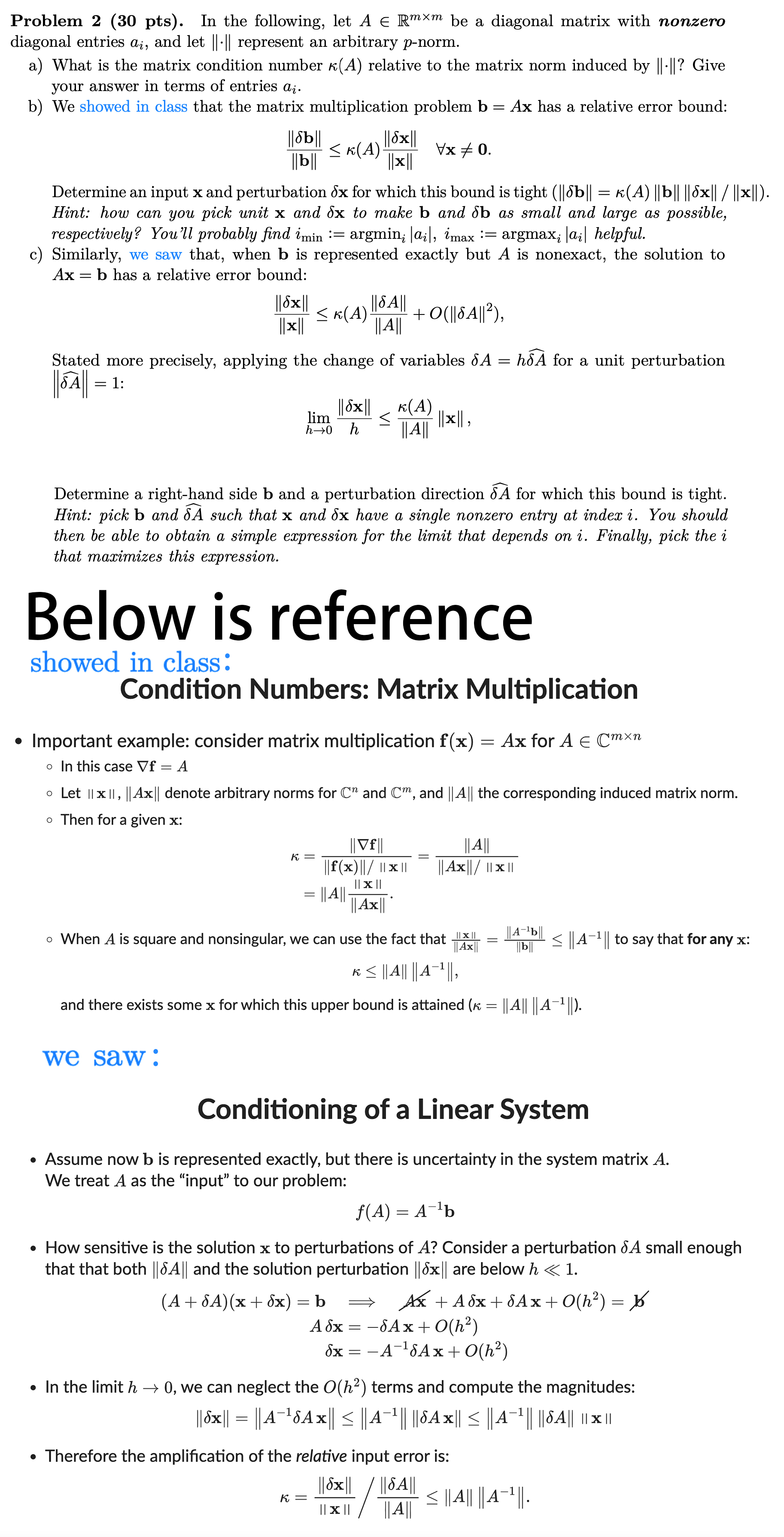  Problem 2 (30 pts). In the following, let A E Rmxm