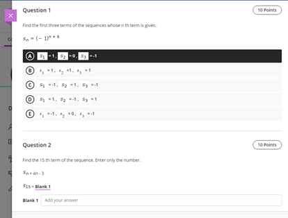  Question 1 10 Points X Find the first three terms of