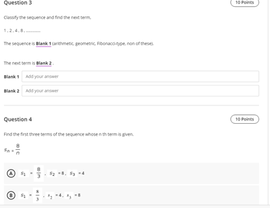 the sequences whose in the ben is given A $ 1, 5