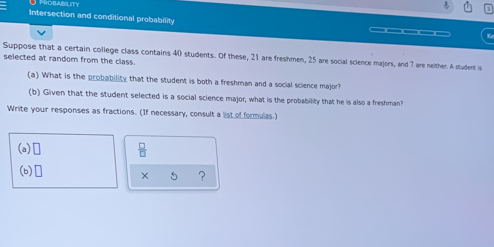  3 PROBABILITY Intersection and conditional probability Ke Suppose that a certain