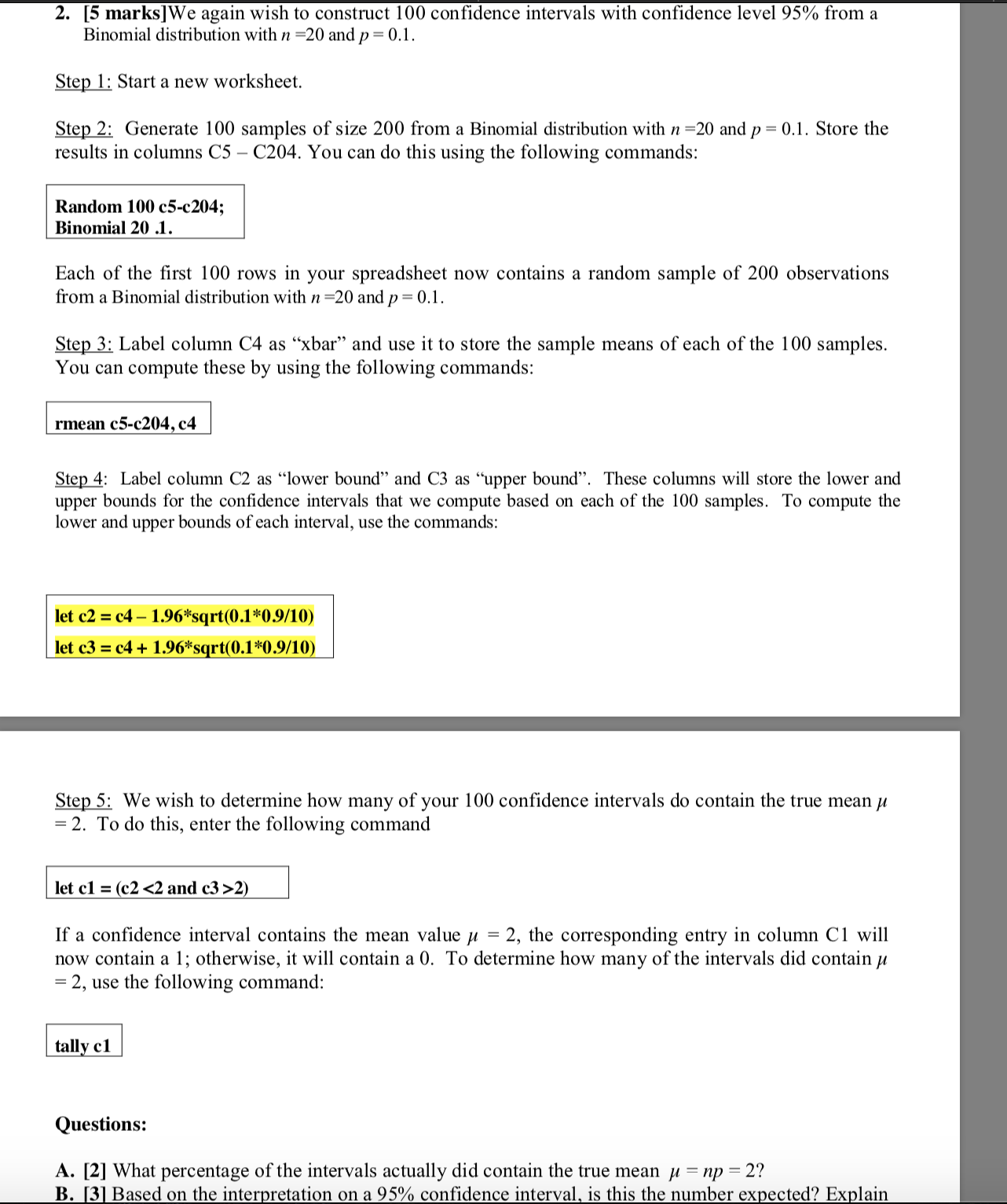 read and answer Q: A&B 2. [5 marks] We again wish to