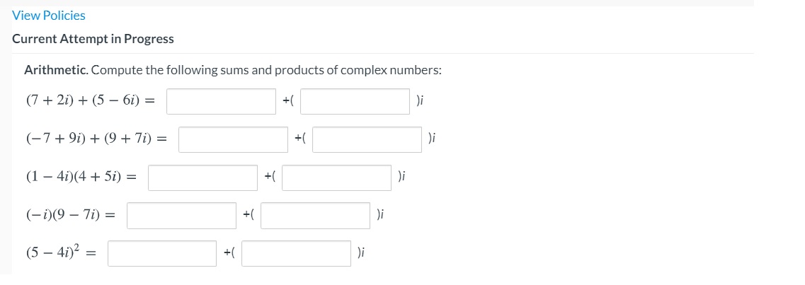 Please see below multi part question: View Policies Current Attempt in Progress