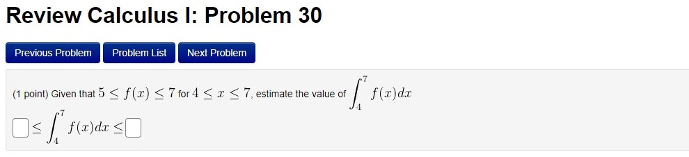 NEED HELP WITH THIS QUESTION. Review Calculus I: Problem 30 Previous Problem