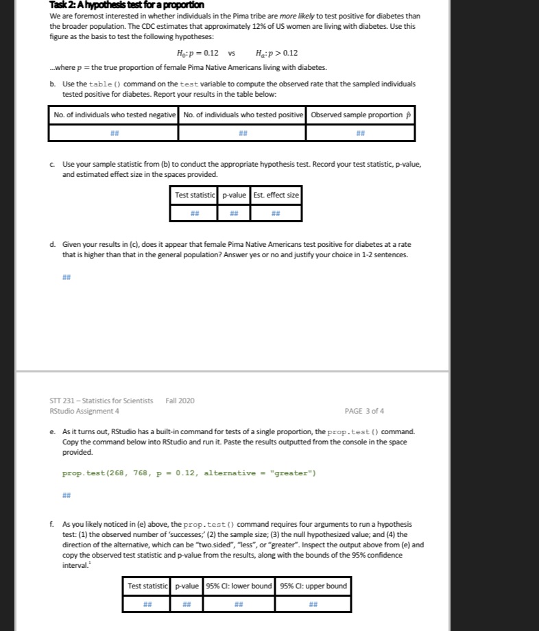  Task 2: A hypothesis test for a proportion We are foremost
