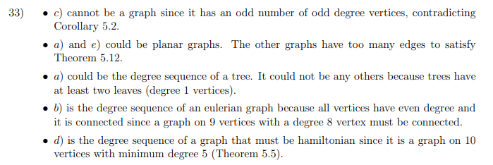  33) c) cannot be a graph since it has an odd