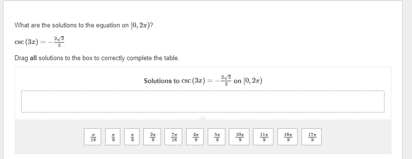 2 sin 0tan 0 Drag solutions to the box to correctly complete