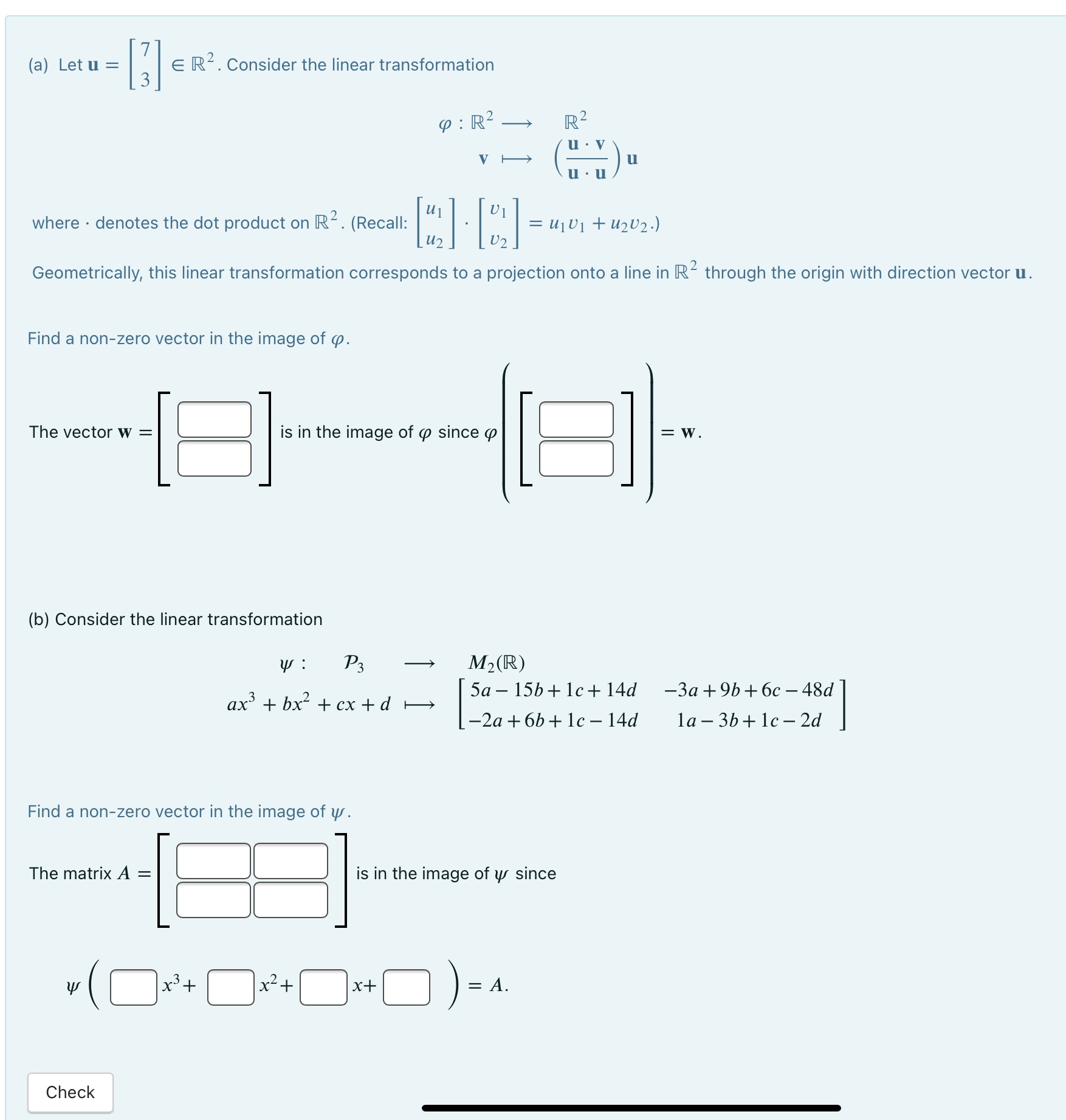  7 (a) Let u = [3] E R2. Consider the linear
