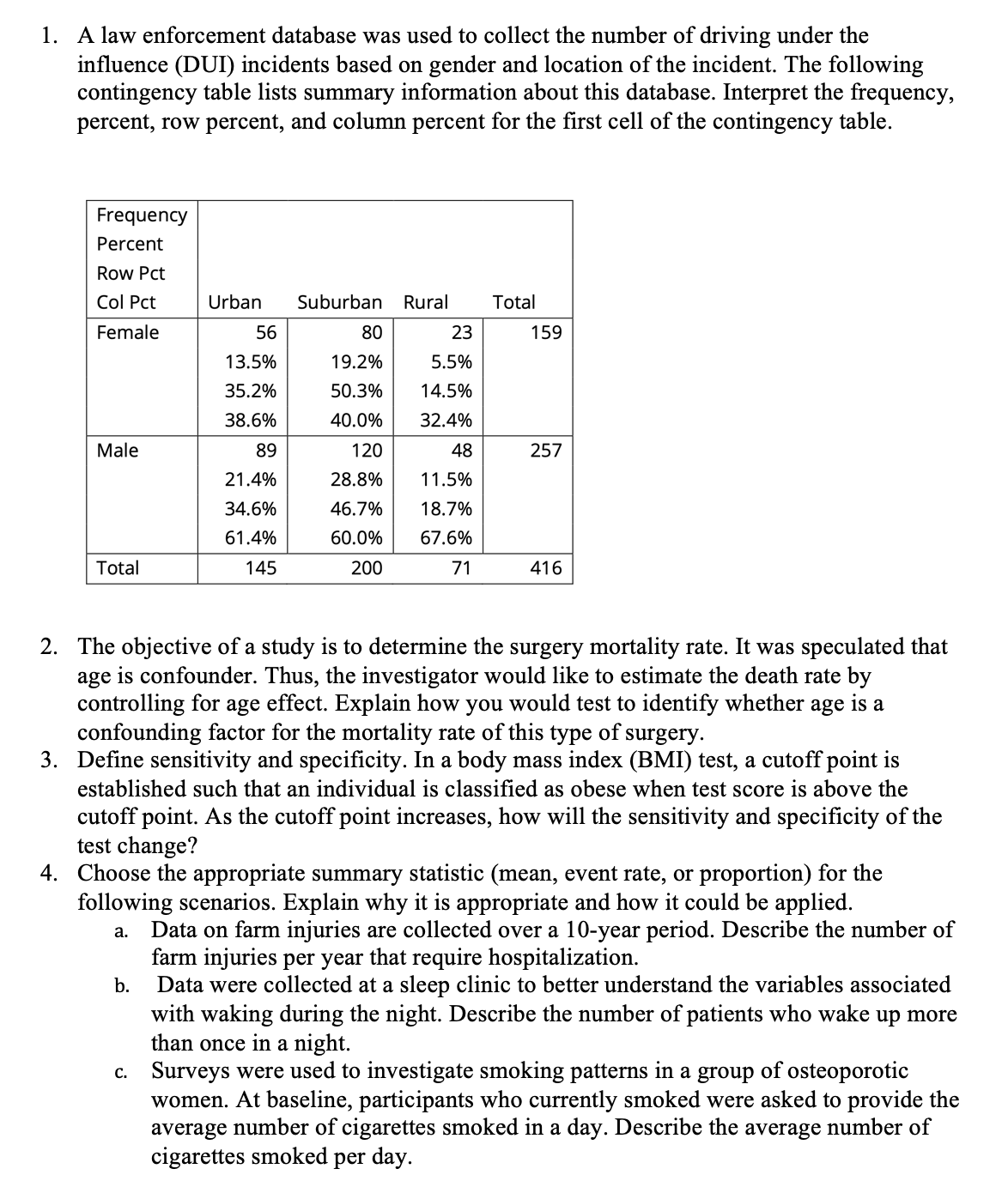 Please help me solve 1, 2, 3, 4, 4a, 4b, 4c. 1.