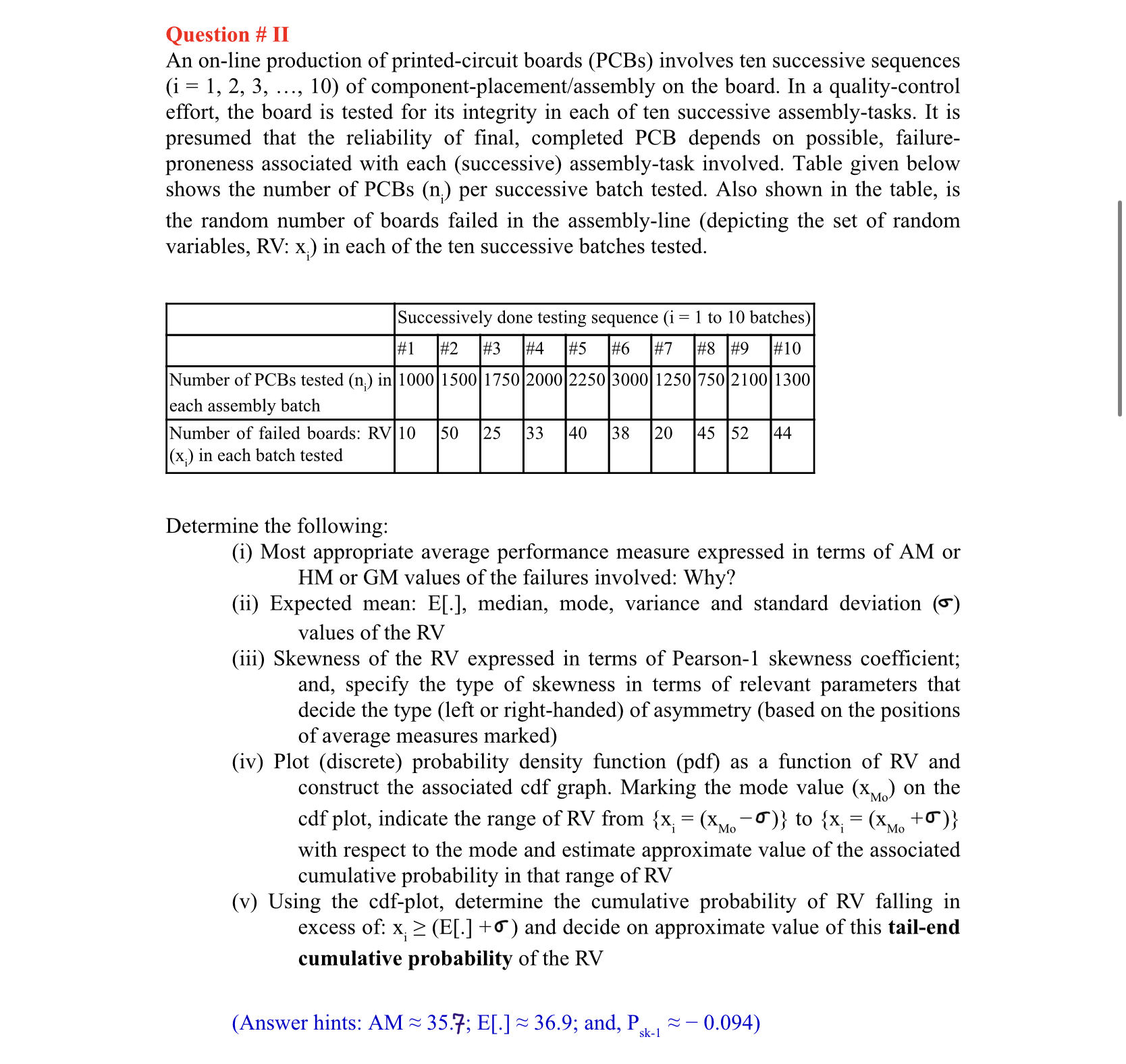 STOCHATIC MODELSPlease answer the wole question. (show all steps). Question # II