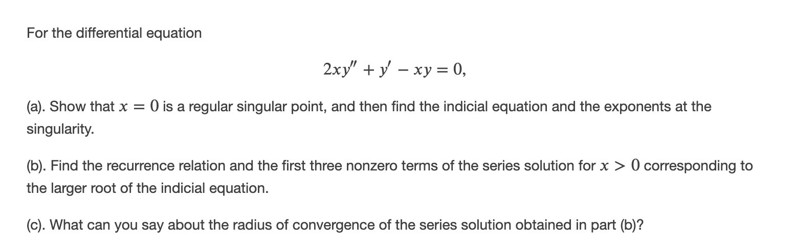 please help with this!! For the differential equation hf+fw=& (a). Show that