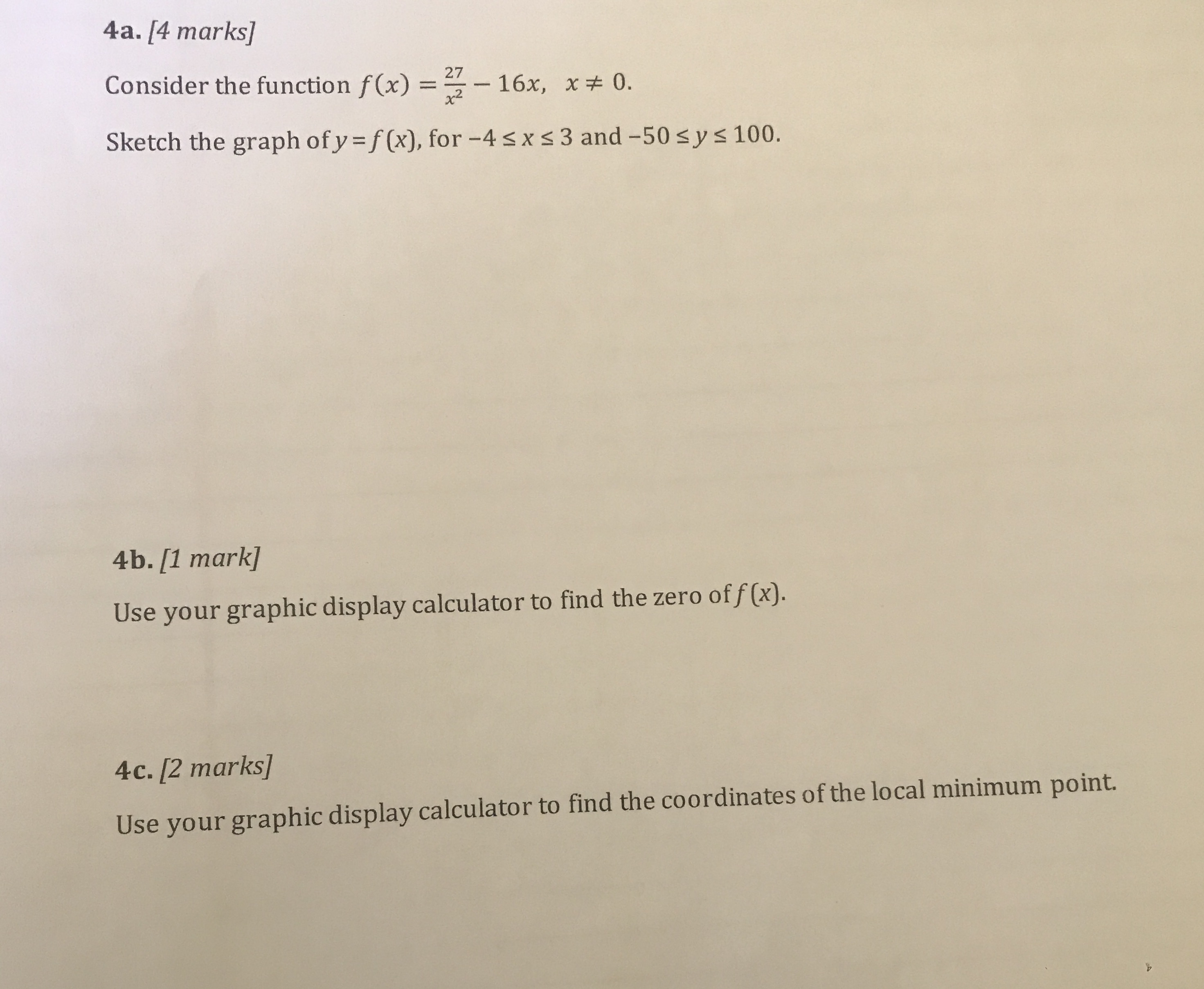 Need this, please show work 4a. [4 marks] Consider the function f