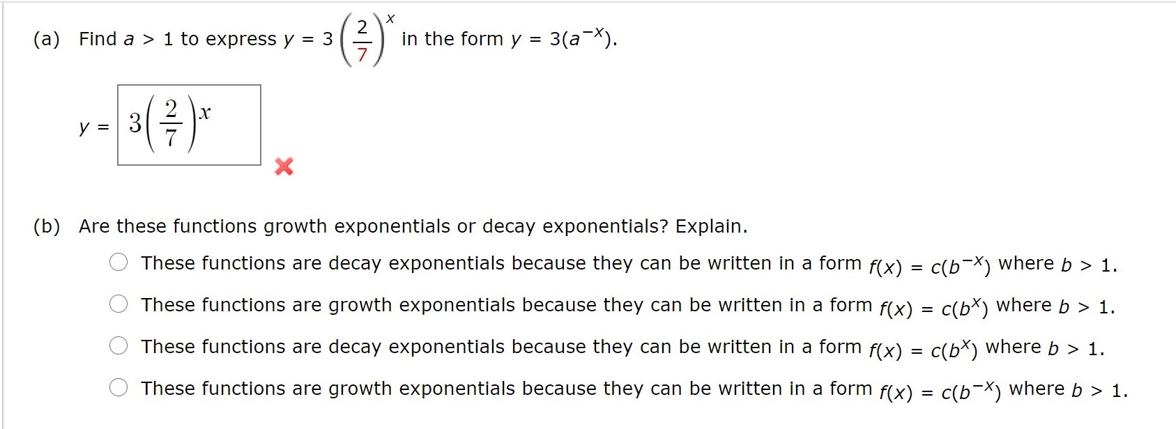 Please answer both questions X (a) Find a > 1 to express