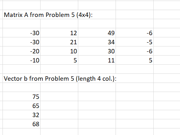 Please help with the following question :)) Matrix A from Problem 5