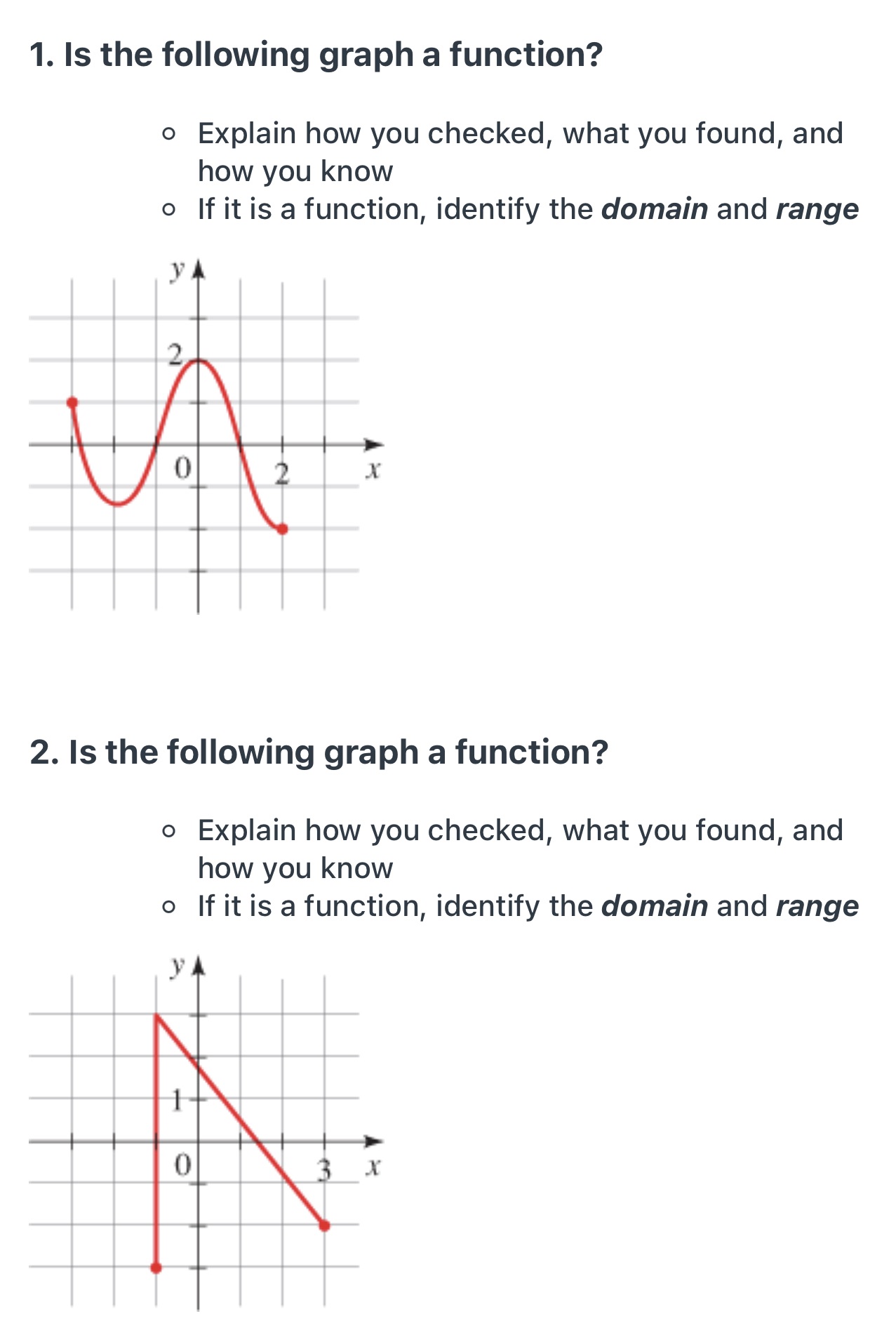  1. Is the following graph a function? 0 Explain how you
