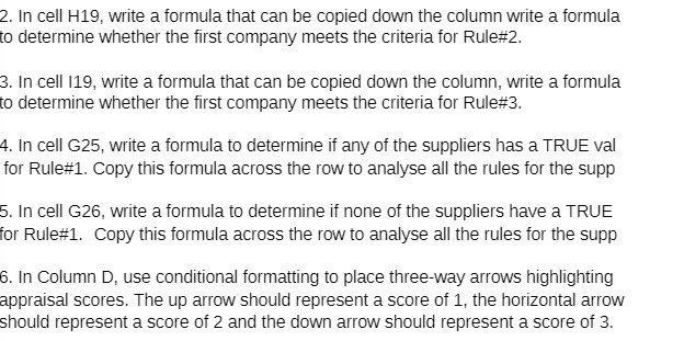 2. In cell H19, write a formula that can be copied
