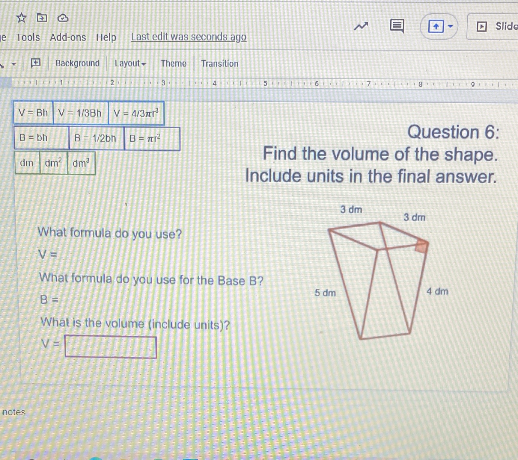 M Slide e Tools Add-ons Help Last edit was seconds ago