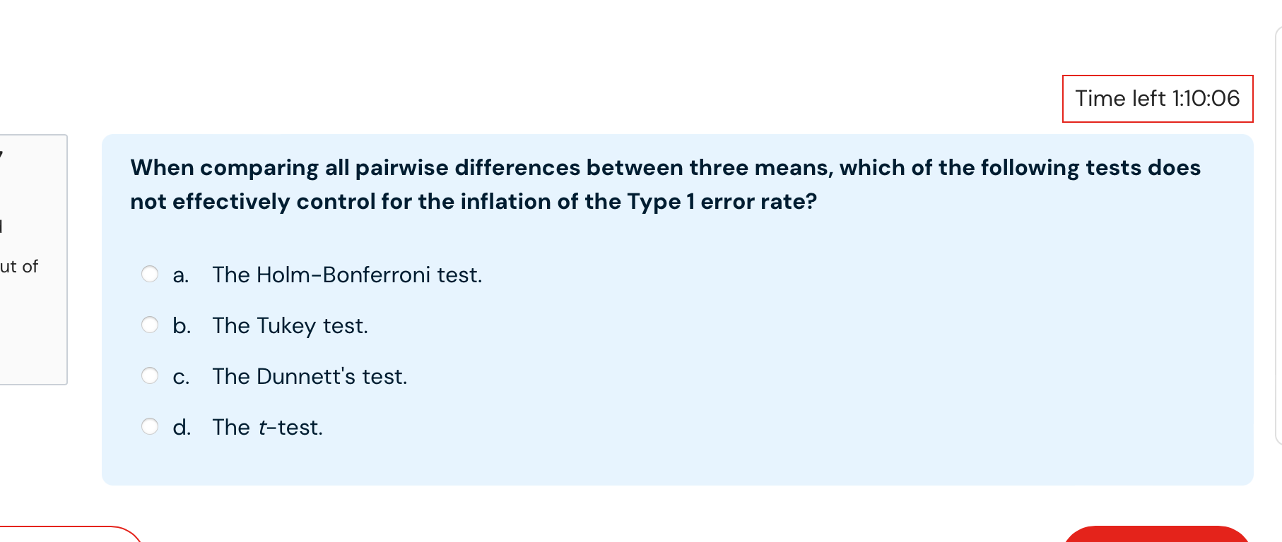 F value was not statistically significant (p = .08). The researcher then