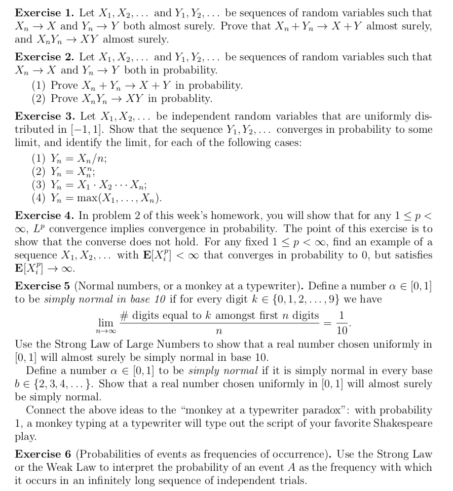  Exercise 1 . Let *1, $2 . ... and / 1,