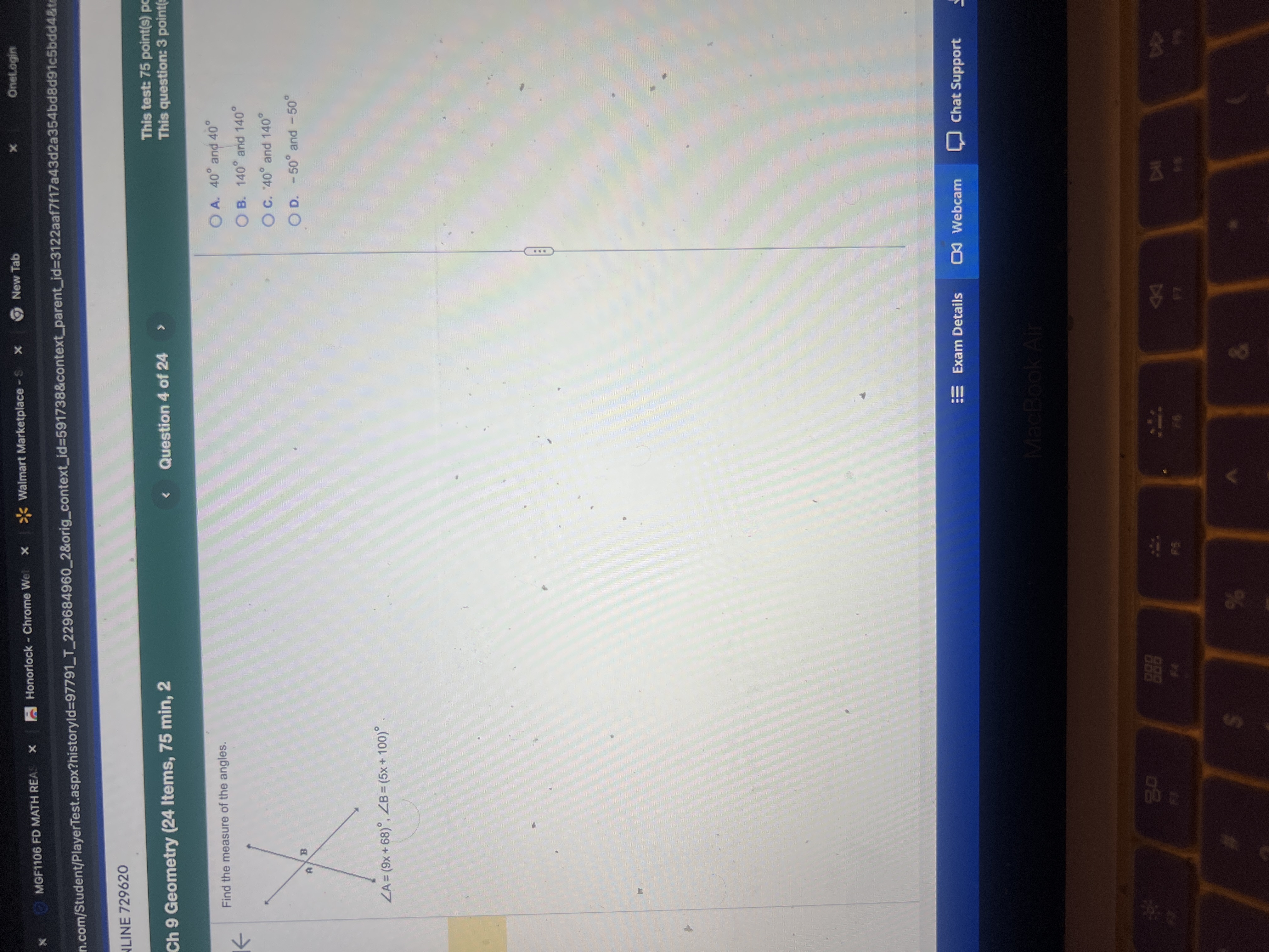  MGF1106 FD MATH REAS Honorlock - Chrome Wel x * Walmart
