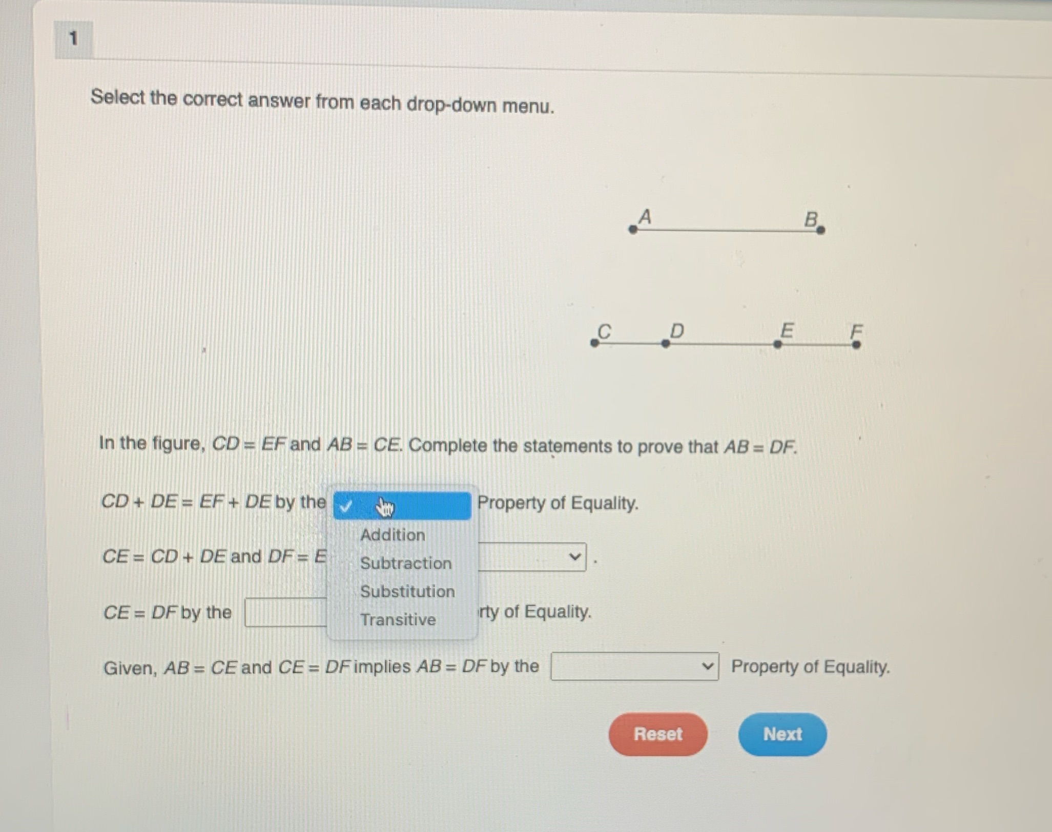 Select the correct answer from each drop-down menu. A B C