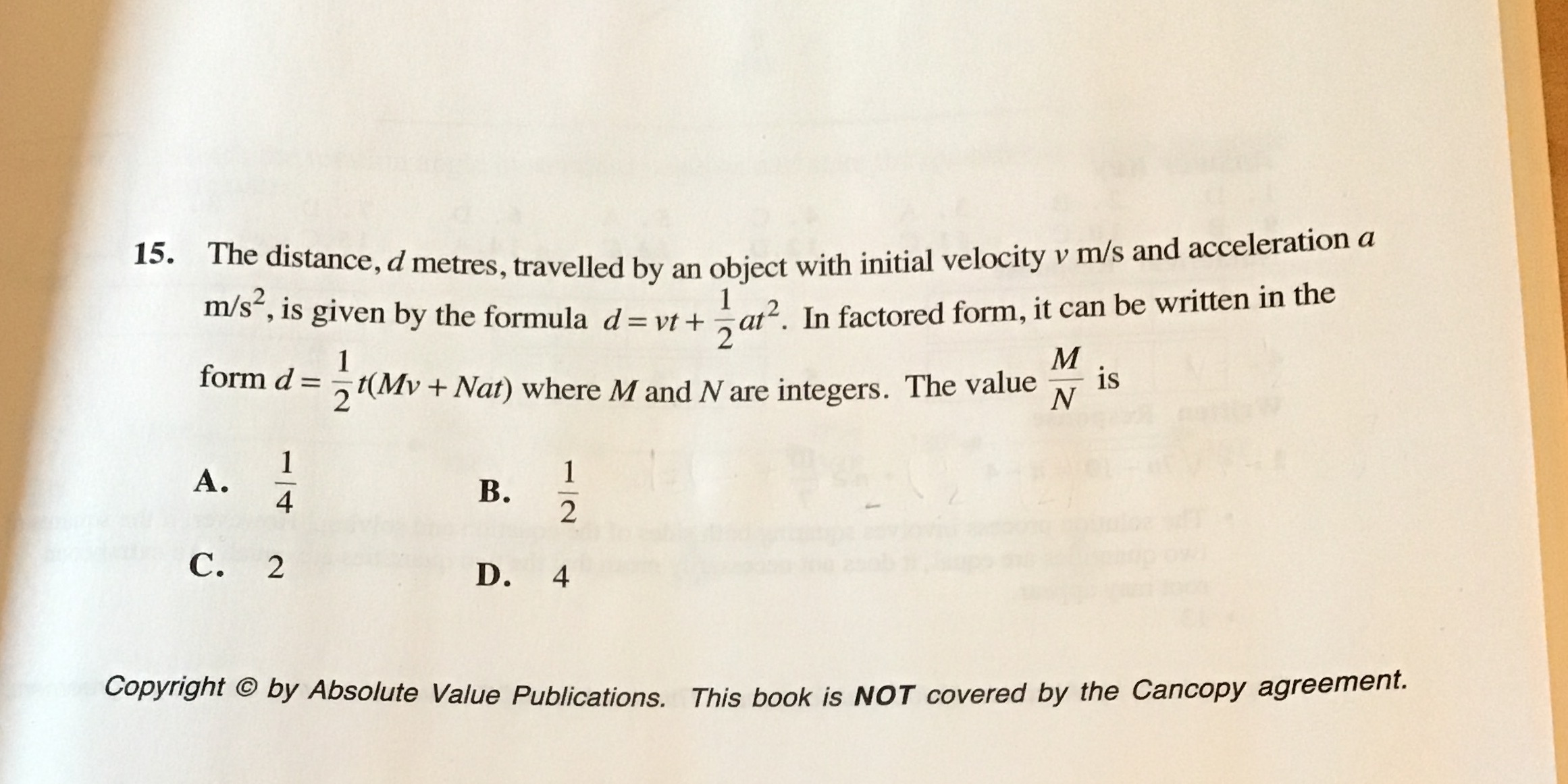 Please explain how to solve this 15. The distance, d metres, travelled