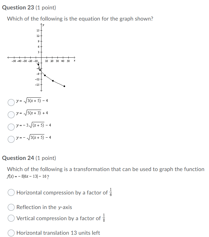 of the following is the equation for the solid graph? 8 -