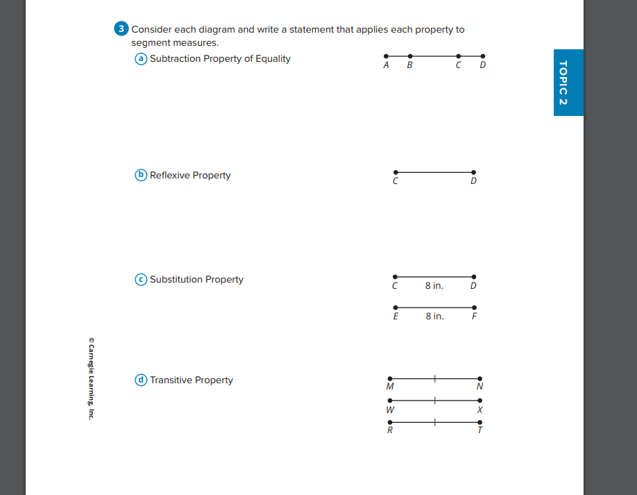 3 Consider each diagram and write a statement that applies each