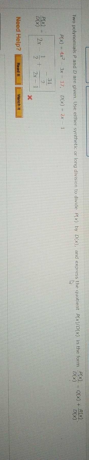 precalculus II need help solving this question P ( x ) R(x)