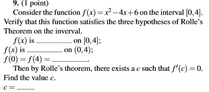 9. (1 point) Consider the function f(x) =x -4x+6 on the
