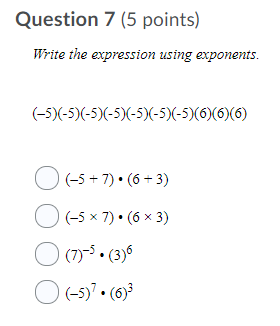 \fQuestion 5 (5 points) Evaluate the expression. Express the result in