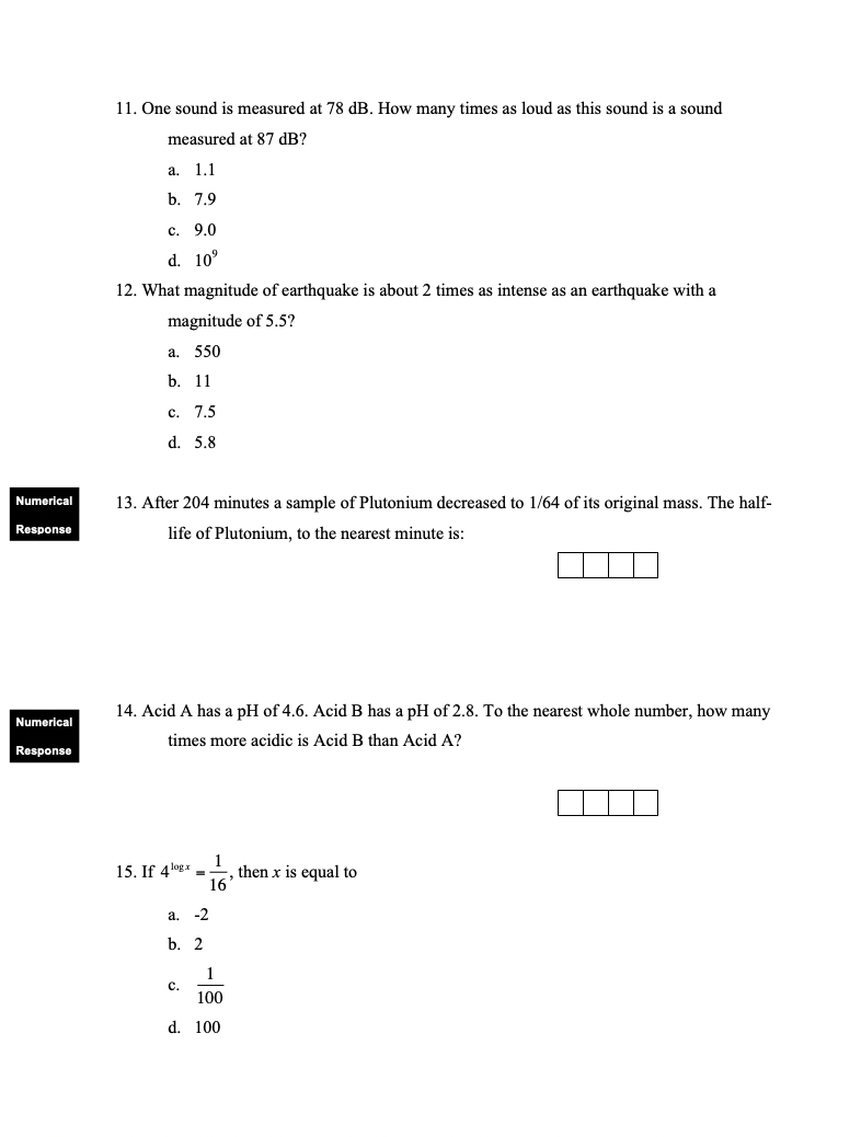 the value of x is a. 5 b. 4 C. 3 d.