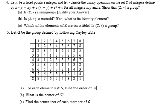  4. Let c be a fixed positive integer, and let *