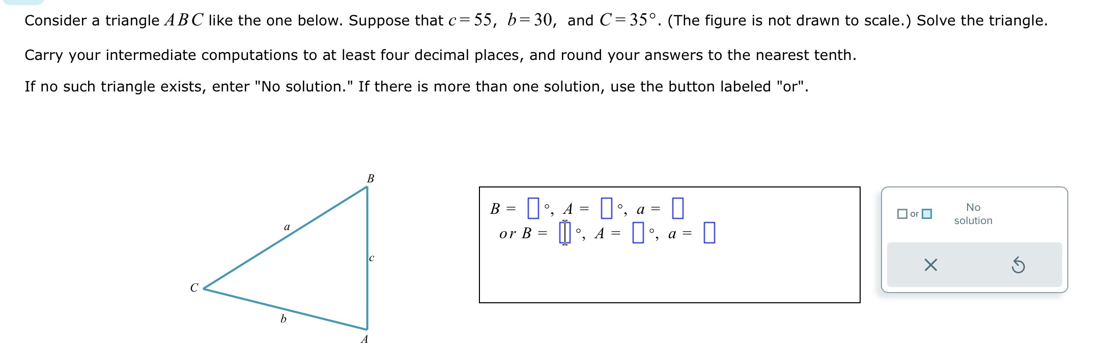 Consider a triangle A B C like the one below. Suppose