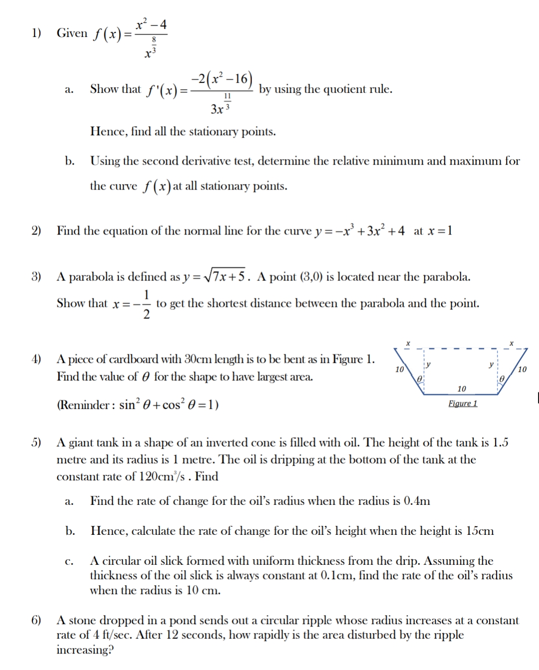 please help me solve this problem x24 E 3 1) Given f(x):
