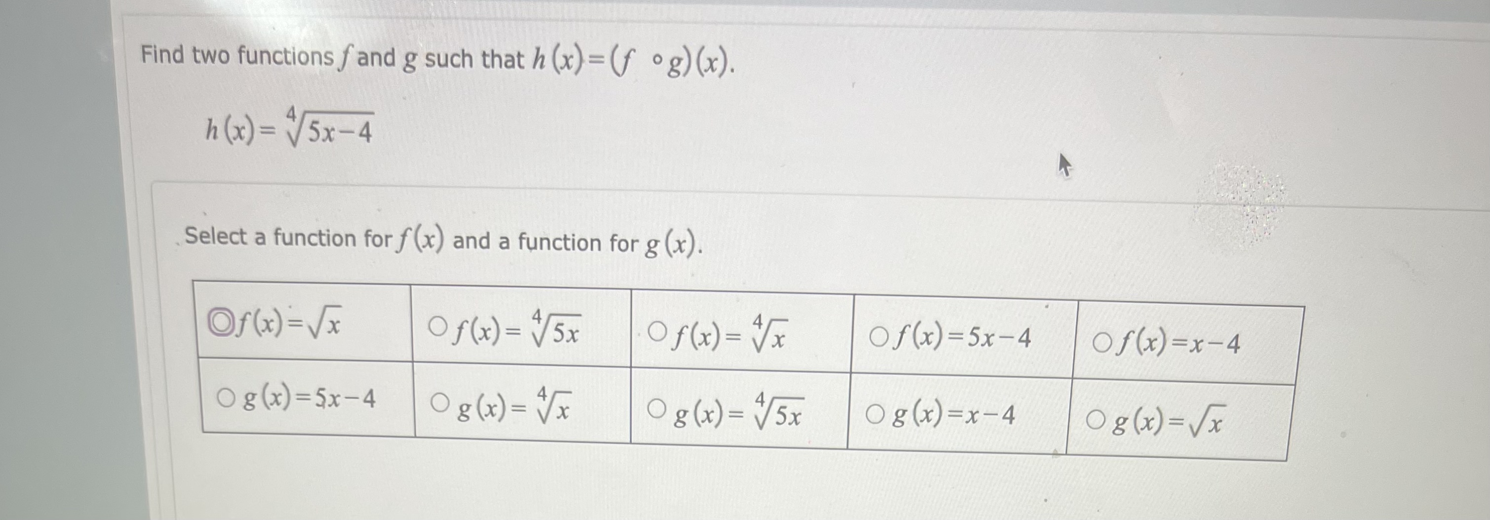 x+6 Refer to the functions f and g and evaluate the function