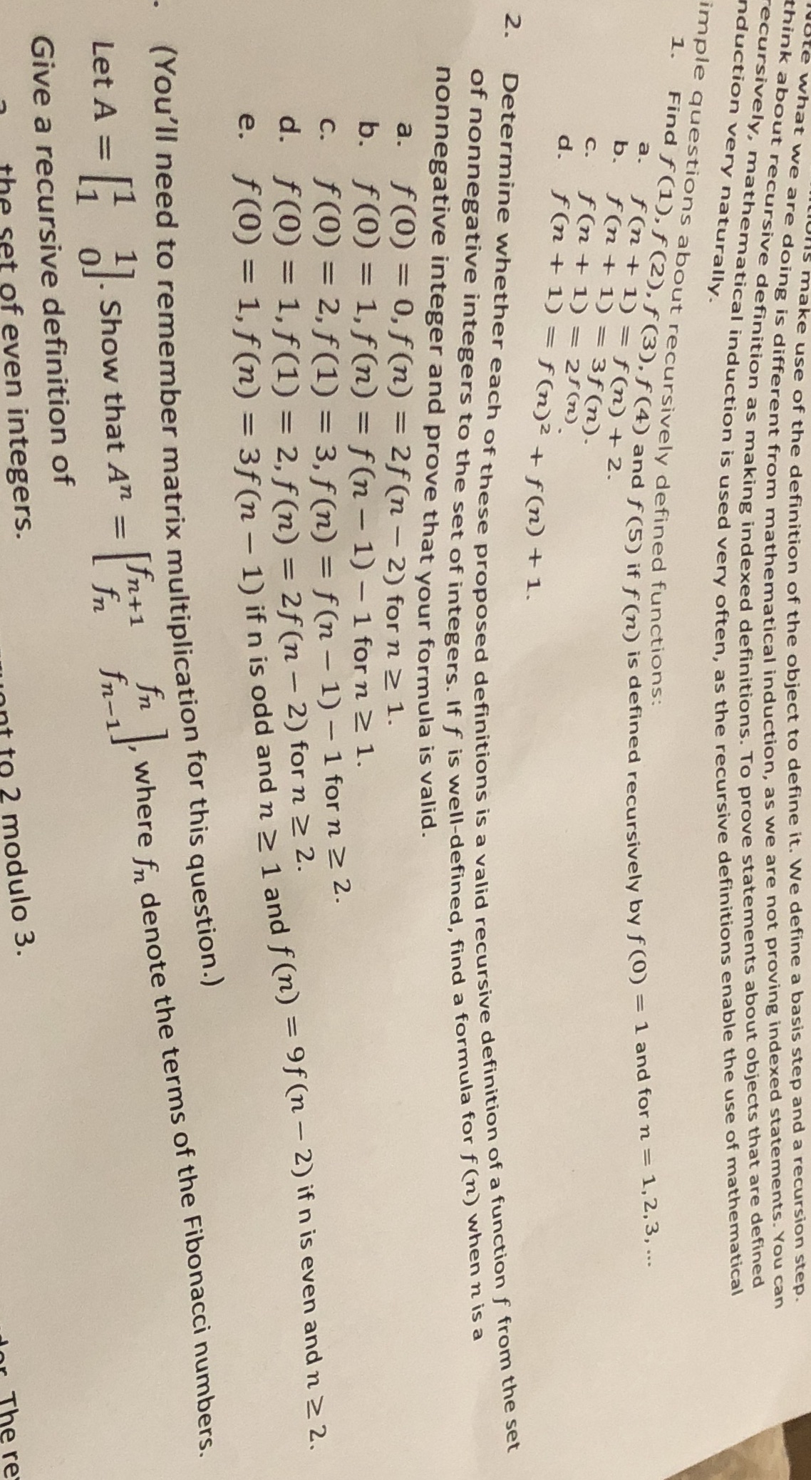 This is Discrete Math please help with Question 2 ke use of