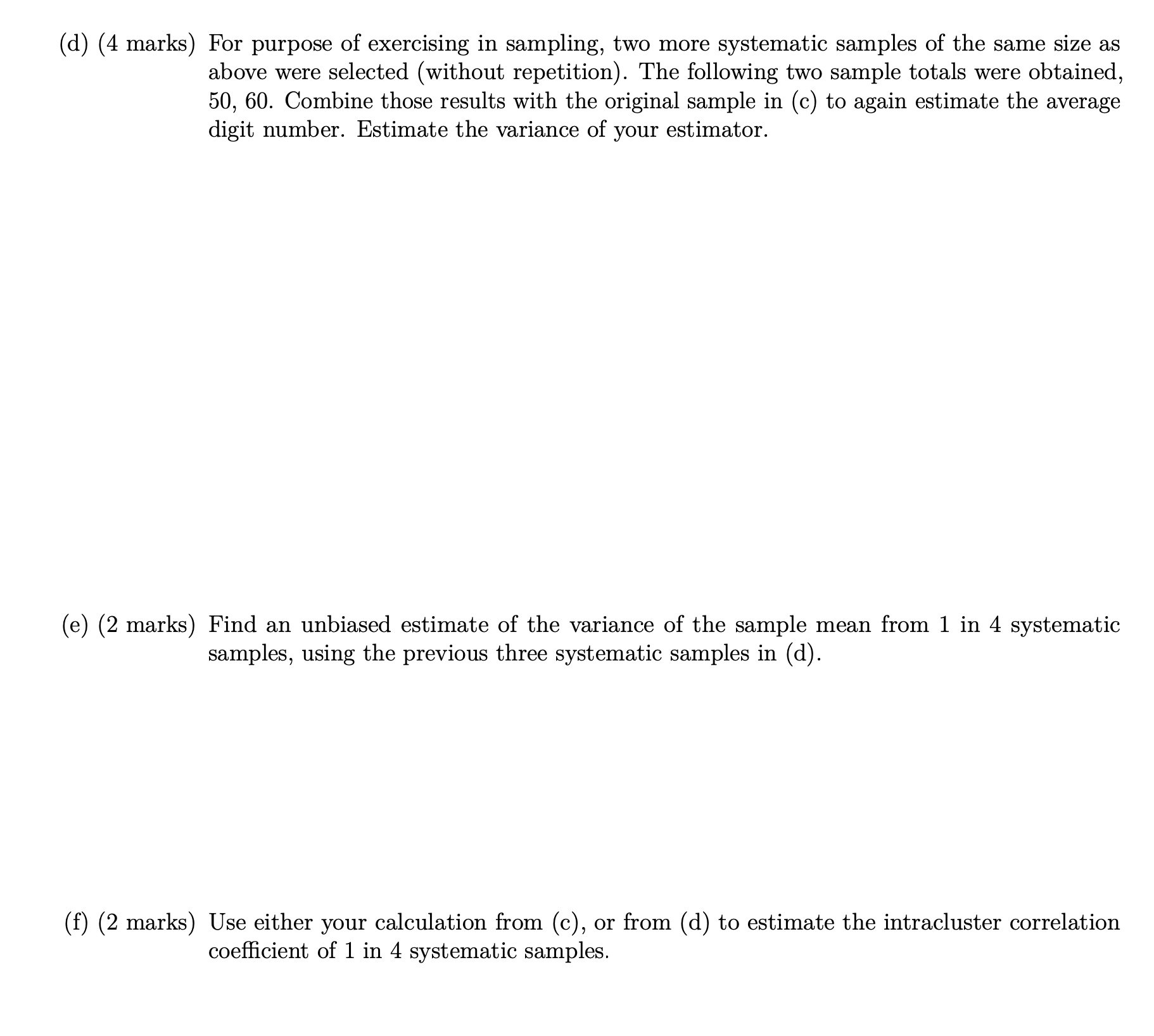 how you would select that systematic sample from the list. (ii) (2