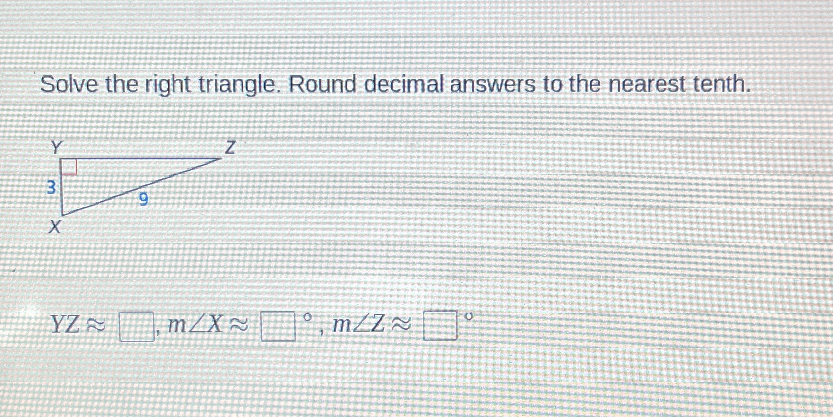 I need help don't understand Solve the right triangle. Round decimal answers