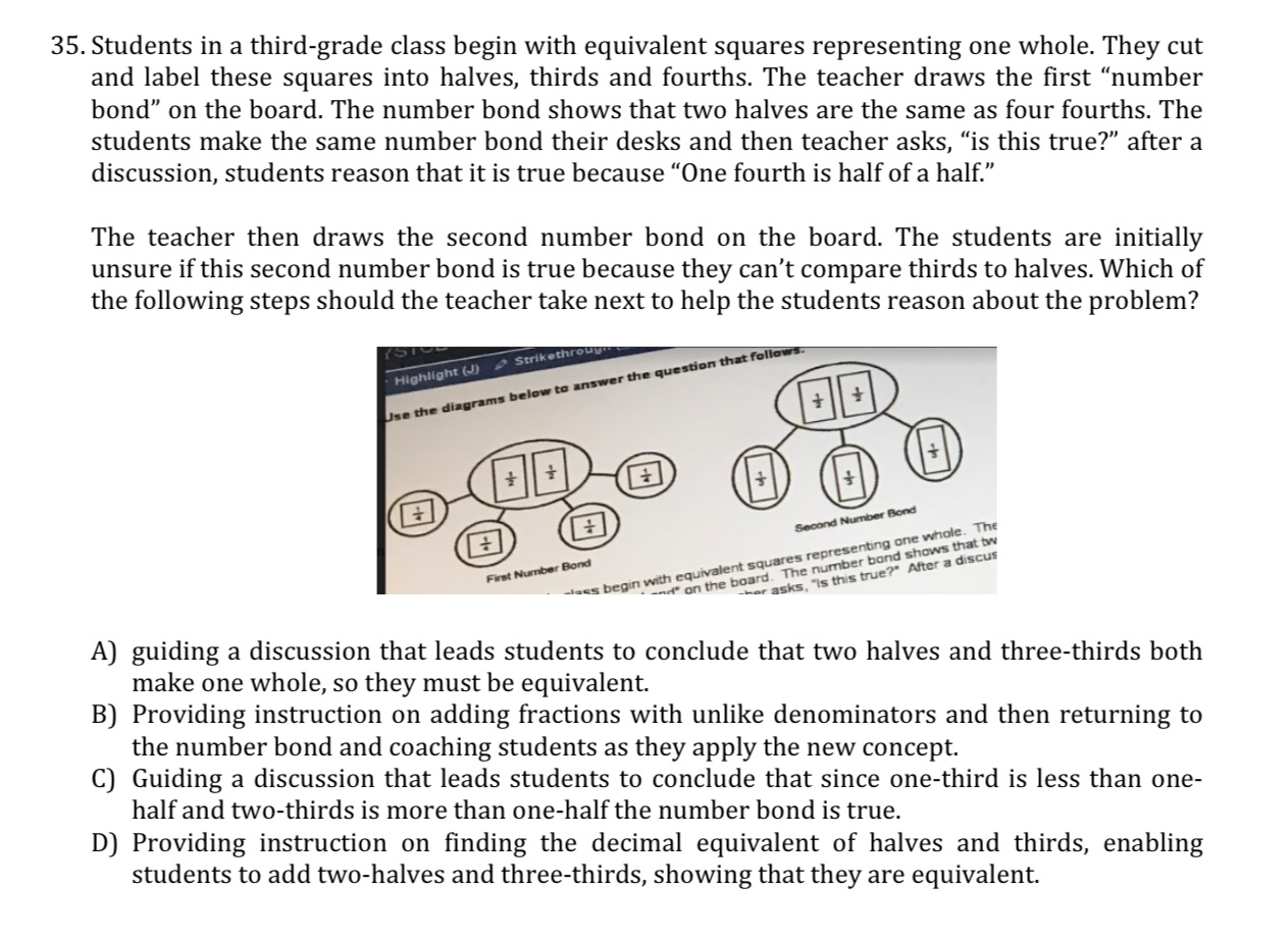  35. Students in a third-grade class begin with equivalent squares representing