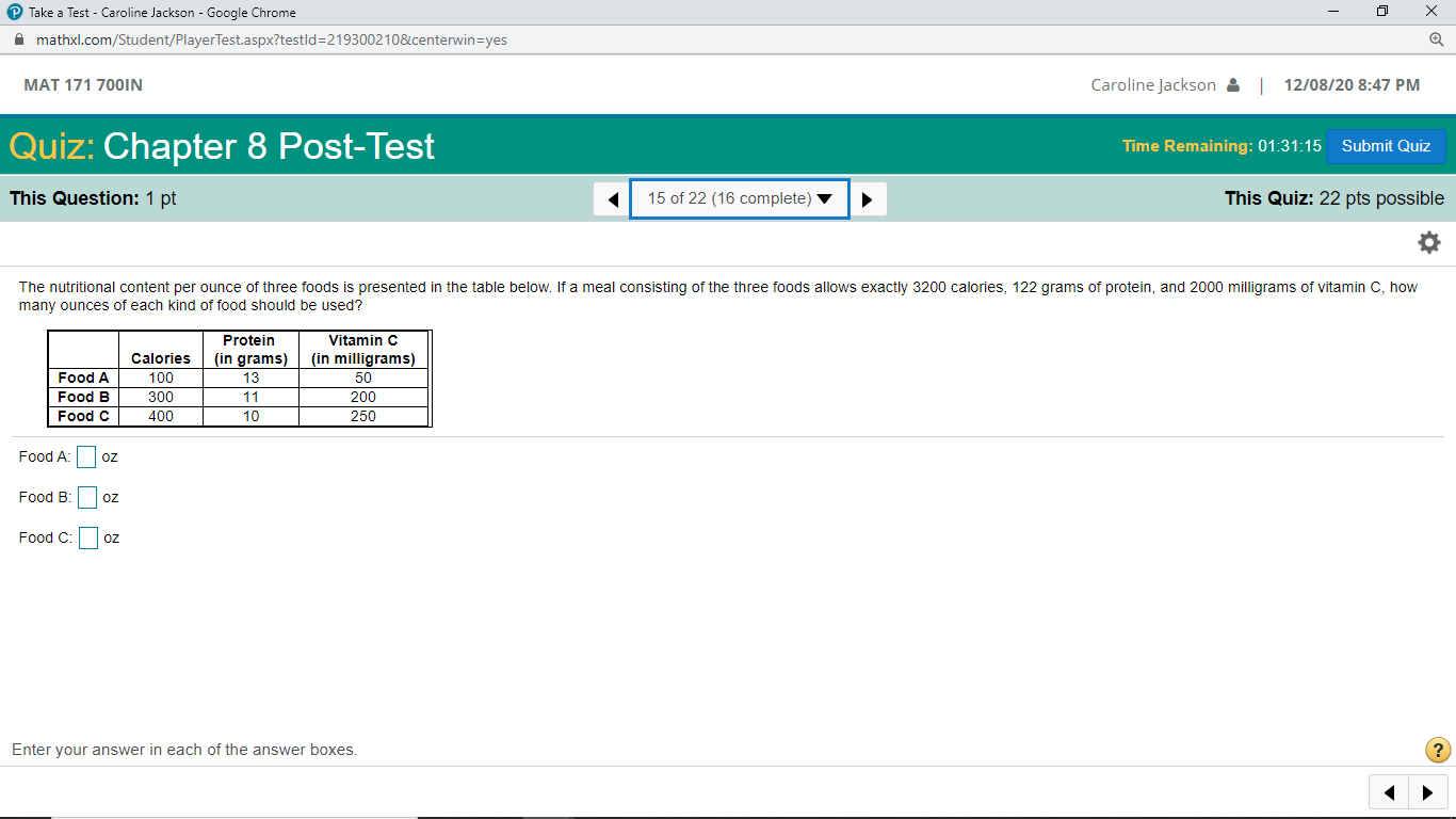 Take a Test - Caroline Jackson - Google Chrome - X