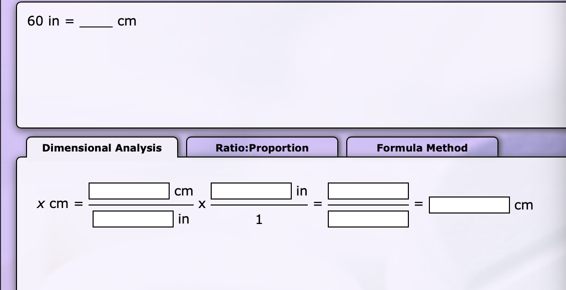 60 in = ____ cmplease use dimensional analysis 60 in = cm