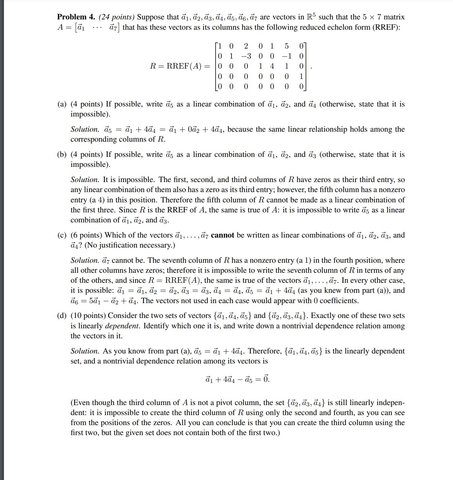 Problem 4. (24 points) Suppose that a1, d2, a3, d4, a5,